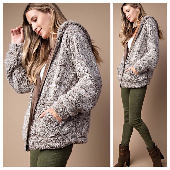 CHARLIE- Faux Fur Zip Front Hooded Jacket - Picture 4 of 4